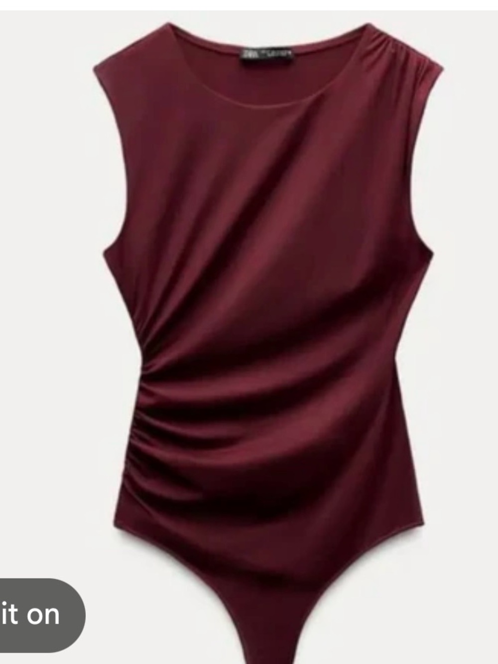 Zara Sleeveless Ruched Bodysuit - Wine